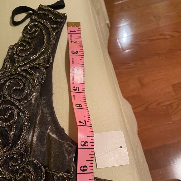 NEW Floor Length Dress Bronze Satin Gold Lace Size 11/12 - Picture 8 of 11